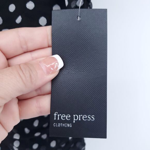 Free Press Retro Rockabilly Modern Chic Polka Dot Crop Top Semi Sheer V-Neck L - Picture 9 of 12